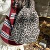 Y2K Vintage Plush Leopard Print Backpack for Girls Large Capacity College Students Schoolbag Casual Portable Ladies Shoulder Bag