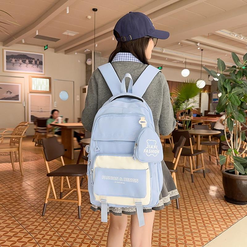 Цветной блок школьная сумка студенческий рюкзак в стиле колледжа женский рюкзак — фото 3