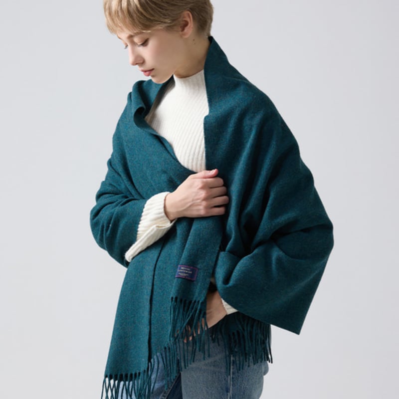 ABRAHAM MOON Merino Wool Shawl 70cm - Teal