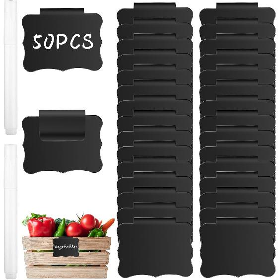 50 шт. многоразовых этикеток для контейнеров - Зажим для вешалки в шкафу и держателя корзины с 4 белыми меловыми этикетками