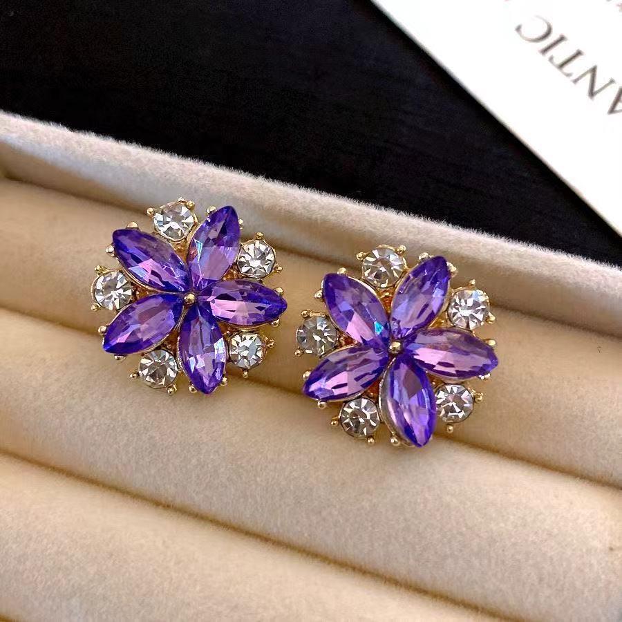 Paarse Bloemblaadjes Elegante Oorbellen - Uniek, High-End Design Sieraden