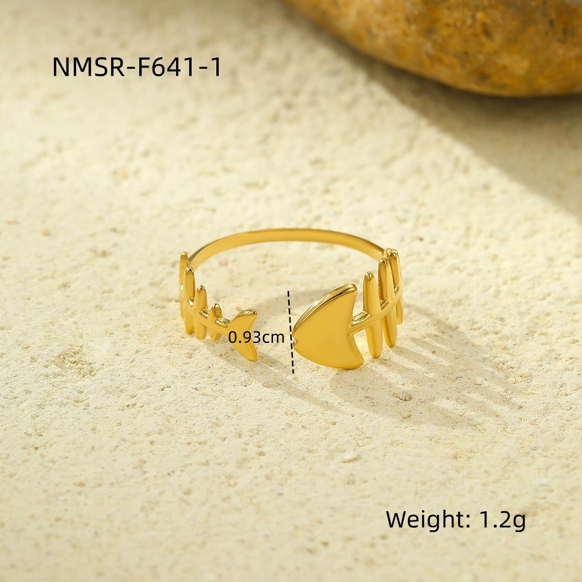 GEMCHIC Women s Stainless Steel Fishbone Dolphin Ring 18K Gold Plated Open Ring Adjustable Ocean Style