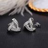 Huitan Simple Stylish Triangular Ear Stud for Women Shiny Cubic Zirconia Silver Color Chic Earrings Daily Wear Versatile Jewelry