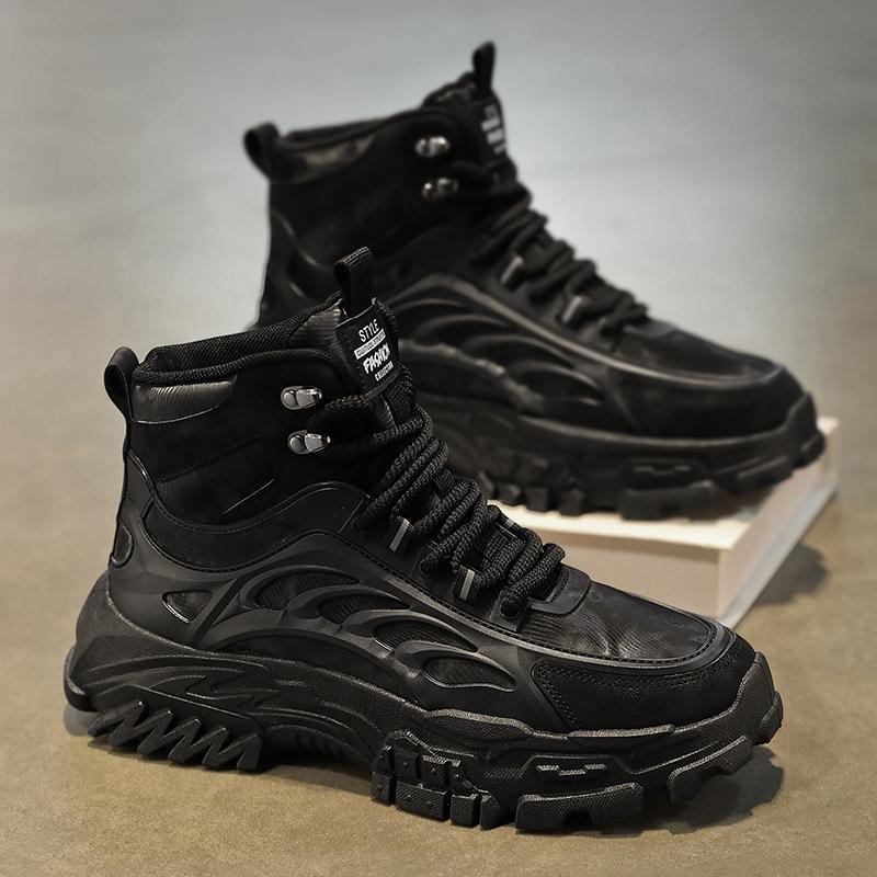 Men's boots autumn and winter fashion casual high top boots soft soled non slip outdoor boots workwear boots youth hiking boots