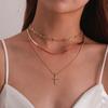 Rhinestone Neck Chain Cross Pendant Necklace Women's Temperament Multi-layer Fashion Jewelry