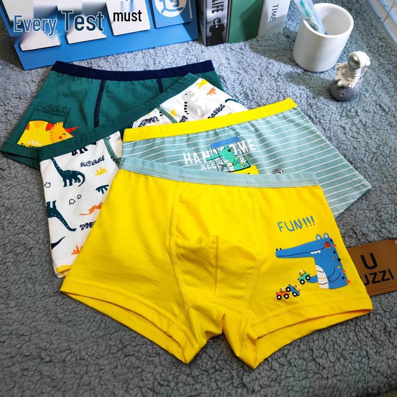 Boys' Pure Cotton Breathable Boxer Briefs - Sweat-Absorbent Underwear for Kids