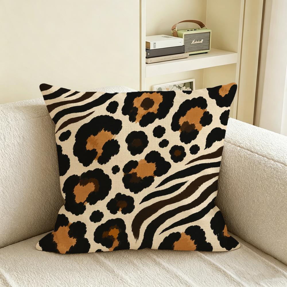 Pattern Animal Print Cushion Cover Natural Linen Pillowcase Set AllinOne Decor for Sofa Bedroom Chair