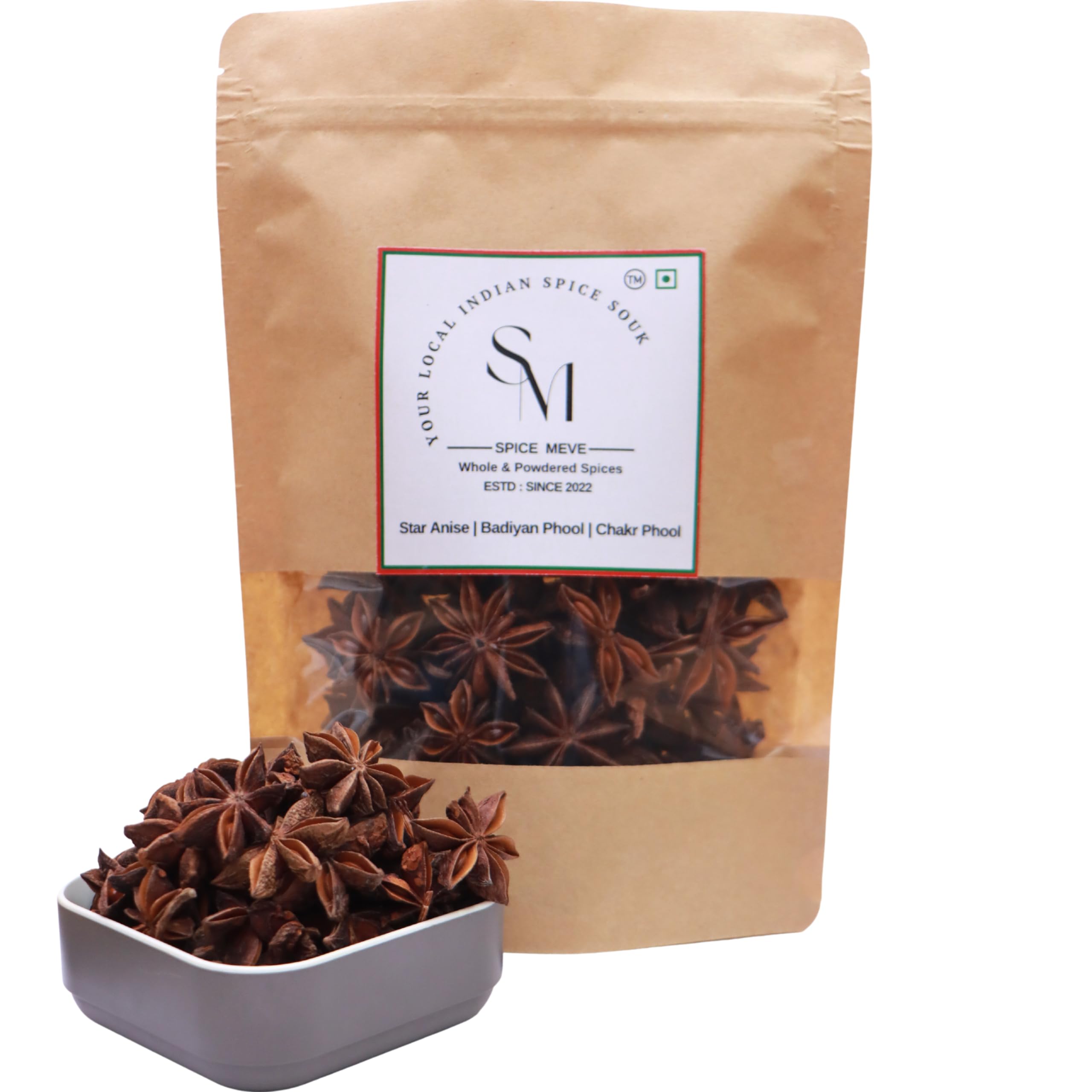 Spice Meve Natural Star Anise | Aromatic Chakri Phool | Badiyan Phool | Whole Spices | Pack Of 2 (40Gm)