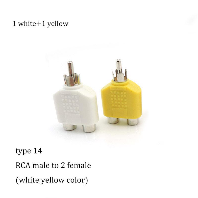 2pcs RCA Male Female To 2rca 3rca Male Female RCA Connector Splitter Adapter AV Video Audio T Plug RCA 2 3 Way Right Angel A1