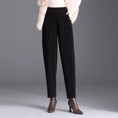 Autumn Winter New Women's Fashion Fleece Solid Color Pockets Casual All-match Commuter Loose Elastic High Waist Harem Pant