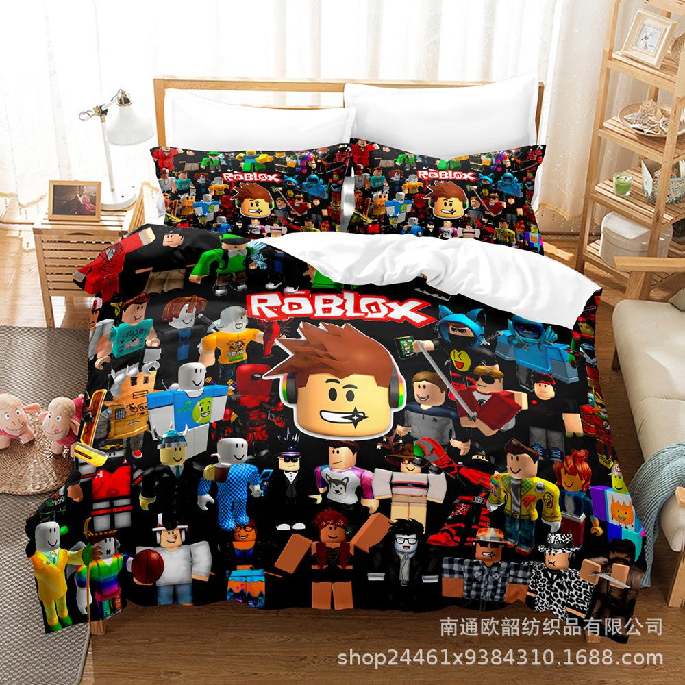 Ebey Minecraft Three-Piece Sandbox Game Digital Printing Kit 1.5M Bedding Quilt Cover