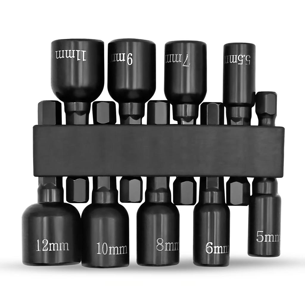 9pcs Electronic Hex Key Socket Set with 1/4 Inch Hex Shank Power Nut Driver Set Metric Hex Socket Drill Bits Chuck Adapter