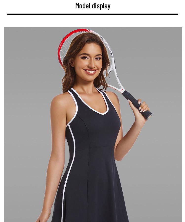 Damen Slim Fit Ärmelloses Sportkleid mit Brustpolstern für Tennis, Badminton & Golf