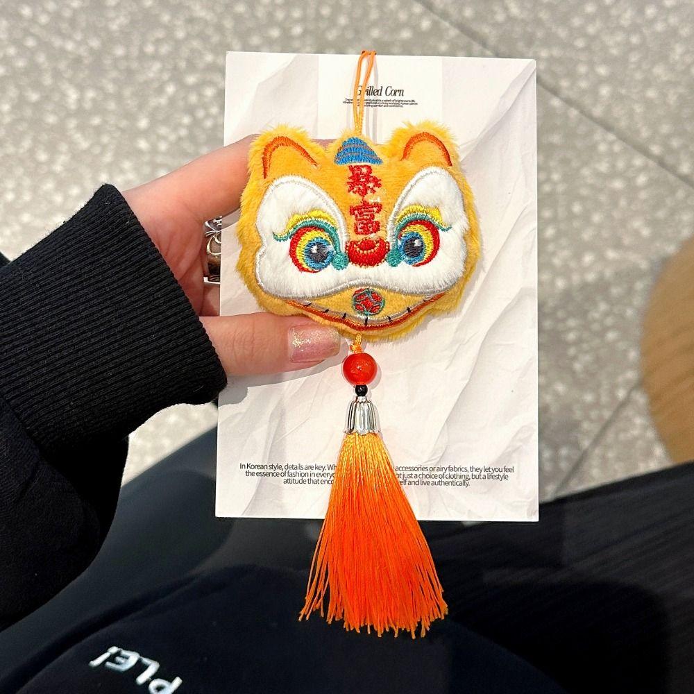Year of Horse Lion Dance Tassels Pendant Chinese Style New Year Zodiac Plush Doll Car Interior