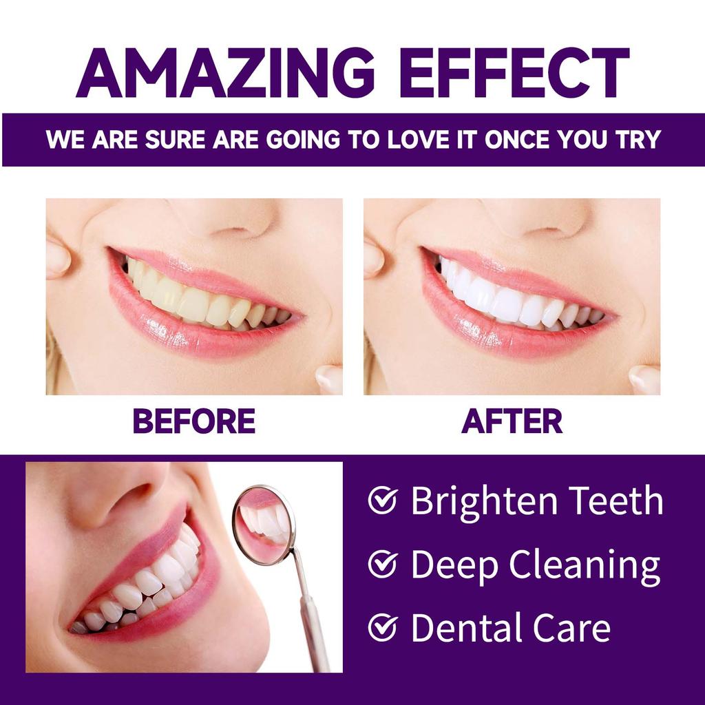 OUHOE Purple Tooth Yellow Stains Tartar Cleaning Care Whitening Teeth Powder