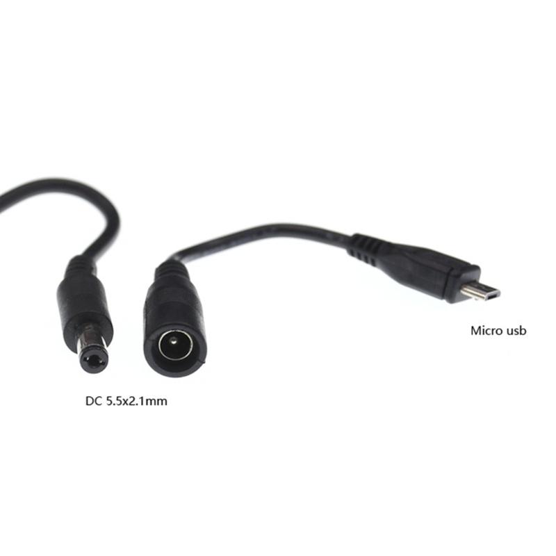 DC5.5 x 2.1mm Female Jack to Micro USB Male Plugs Power Connector Adapter Cable Extension Cord Support up to 5V3A 15W