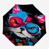 1pc Creative Glasses Cat Automatic Open/Close Umbrella, Portable Compact Umbrella for Men & Women A031