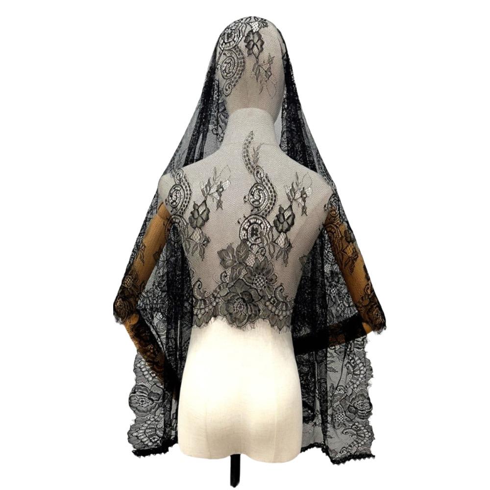 Vintage Style Bridal Headscarf Breathable Muslin Head Covering Lightweight Lace Shawl Guest Look