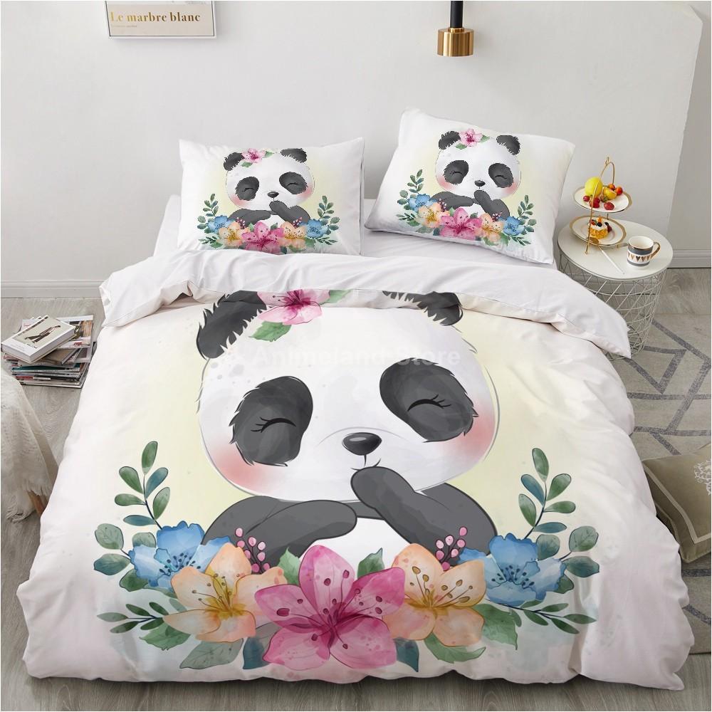 Cartoon Lovely China Panda Bedding Set White Bed Linen 3D Print Gift for Kids Girls Twin Single Queen King Size Duvet Cover Set