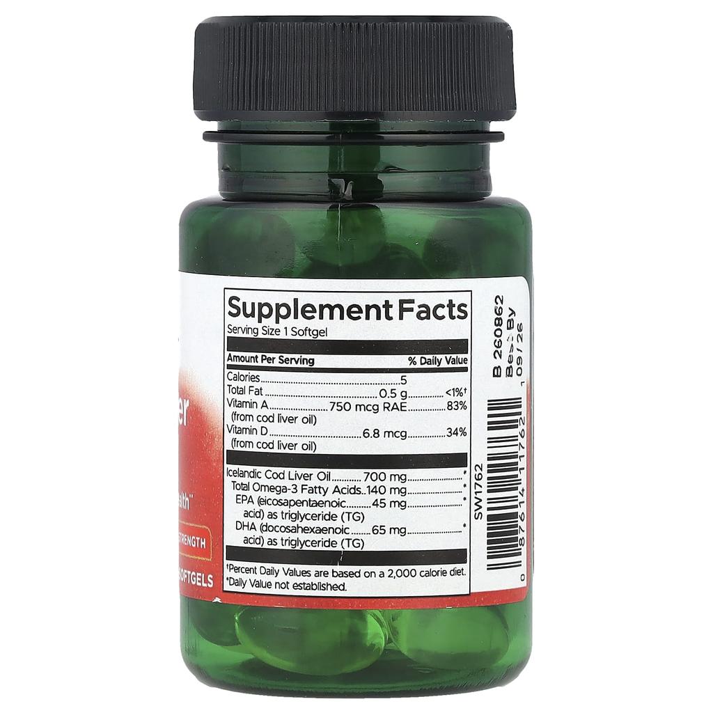 Cod Liver Oil, 2x Strength, 30 Softgels