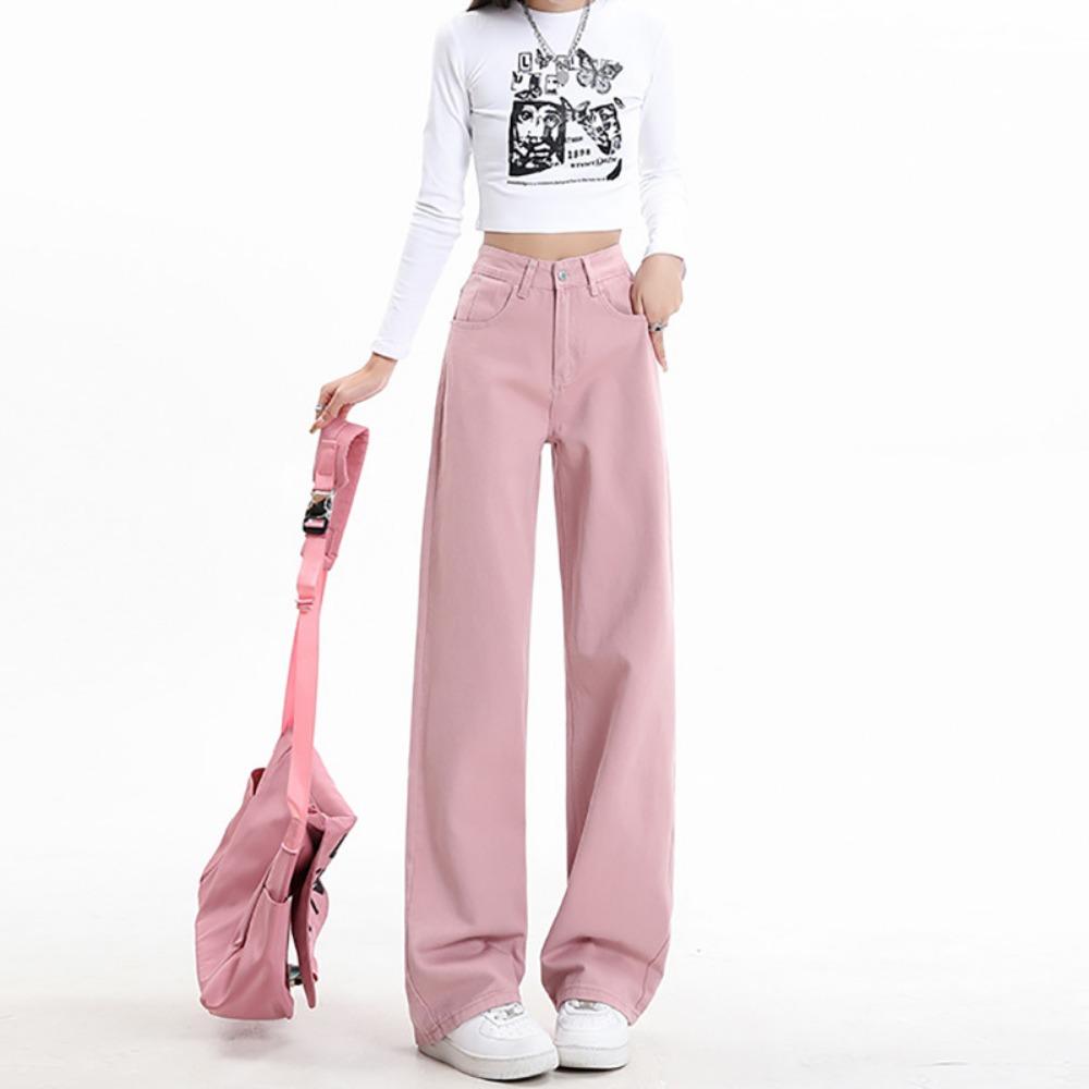 

Персонализированные джинсы прямого кроя с высокой посадкой для женской весны и осени, новые корейские свободные и драпирующиеся взрывные широкие брюки до пола 2XL