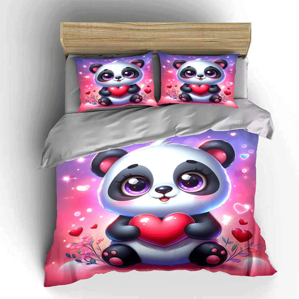 Cute Panda-Themed Gift Set Exquisite Three-Piece Bedding Set Gift For Kids And Adults