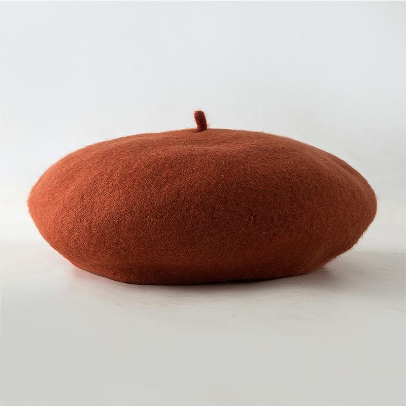 Wool Beret Hat Women's Autumn and Winter Big Head Circumference British Retro Octagonal Painter Hat