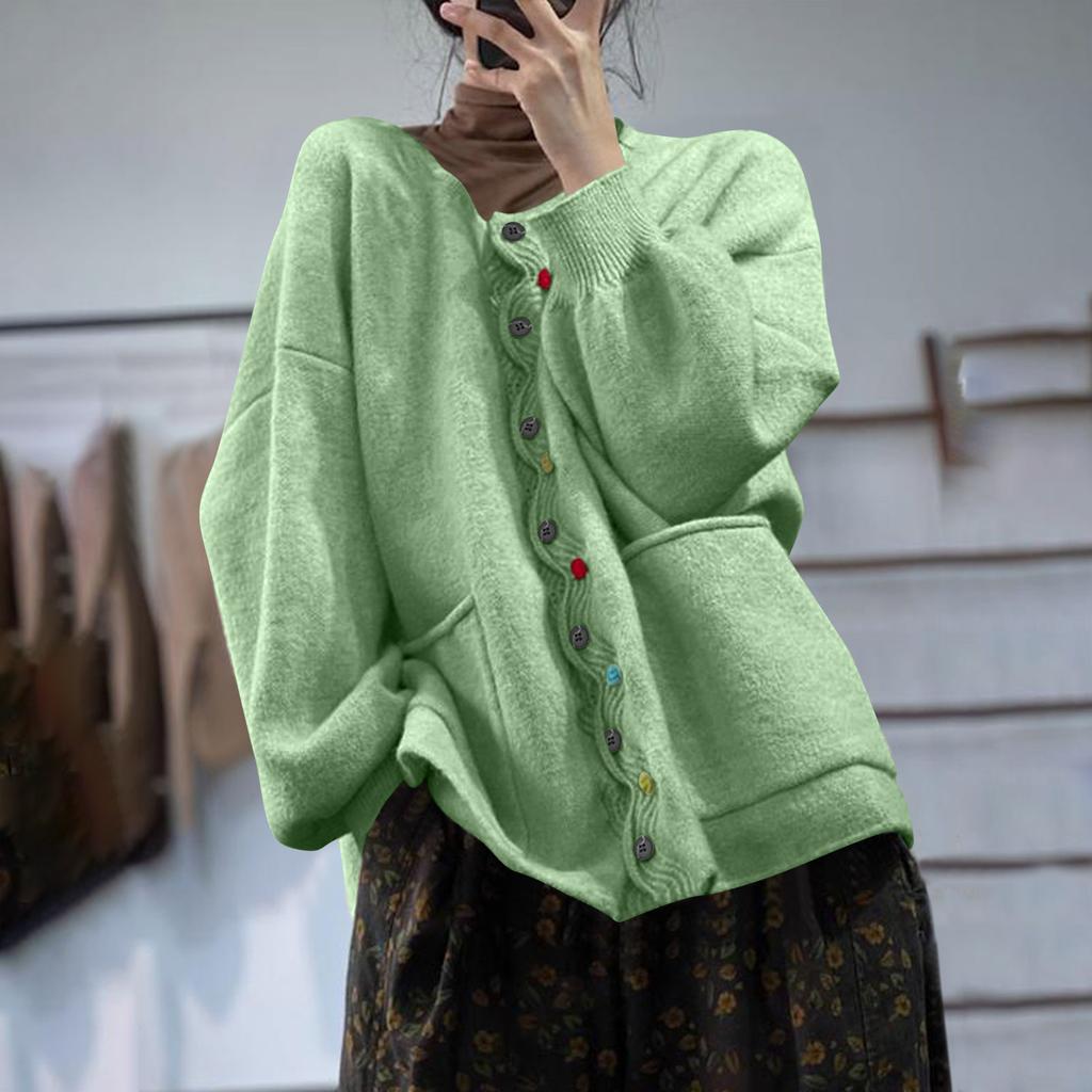 Sweaters For Women Button Long Sleeve Knit Sweater Coats With Pockets