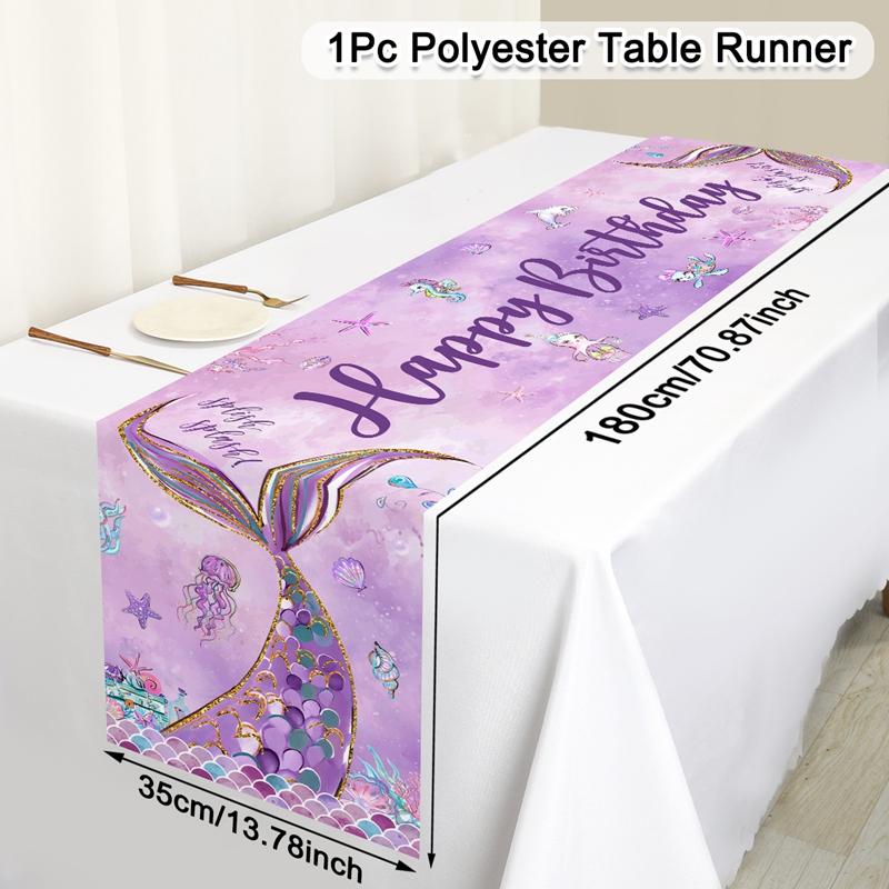 

Mermaid Tail Table Runner Little Mermaid Theme Birthday Party Decoration Kids Girl Happy 1st Birthday Party Baby Shower Supplies
