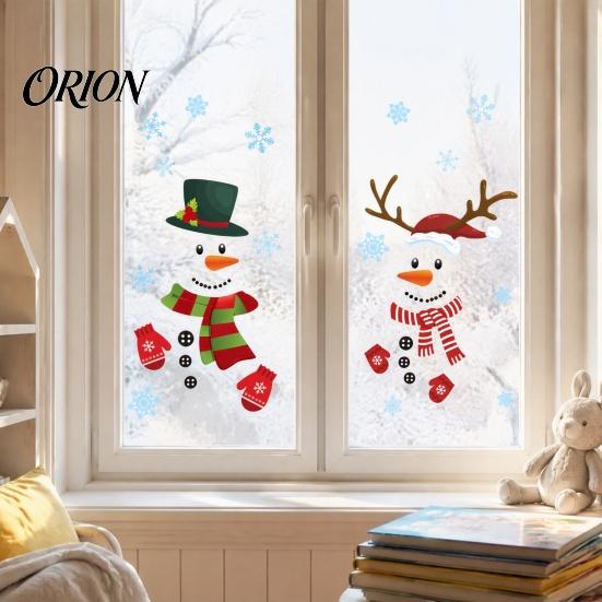 Waterproof Holiday Glass Decor 2Pcs Christmas Snowman Static Window Stickers, Simple Double Clings, Clings PVC Decals for Home Doors And Store