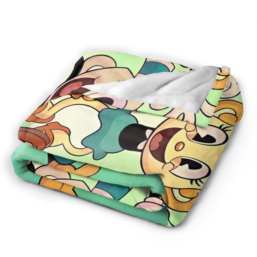Soft Warm BlanketChild Camping Cupheads & Mugmans Bedding Throws Cartoon Flannel Bedspread For Bedroom Novelty Sofa Bed Cover