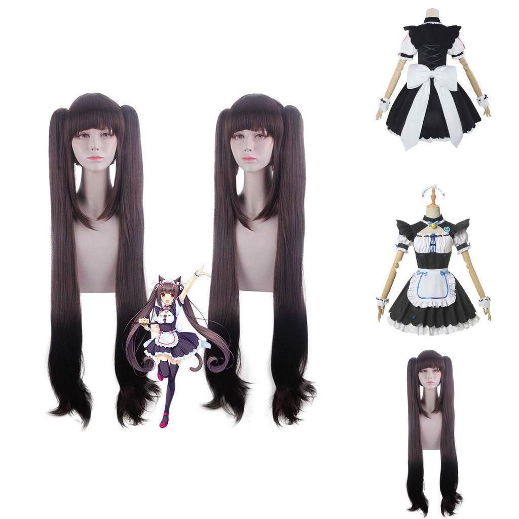 Nekopara Chocola Vanilla Cat Maid Dress Cosplay Costume Wig Breathable Exquisite Workmanship