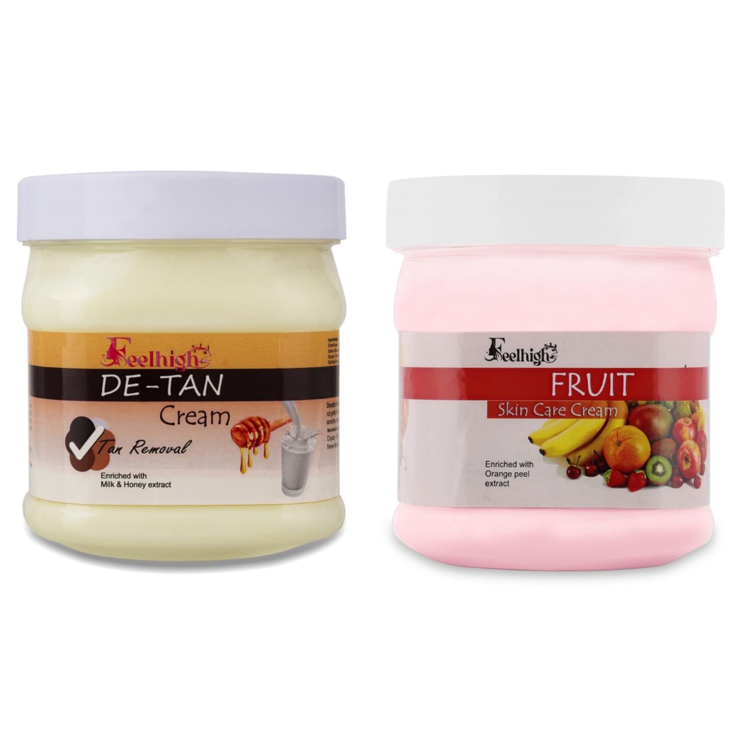 Feelhigh De-tan tan removal Cream & Mix fruit enriched with Strawberry Cream -pack2