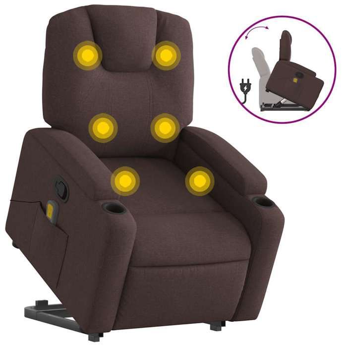 VidaXL Fauteuil inclinable de massage Marron foncé Tissu 3204385
