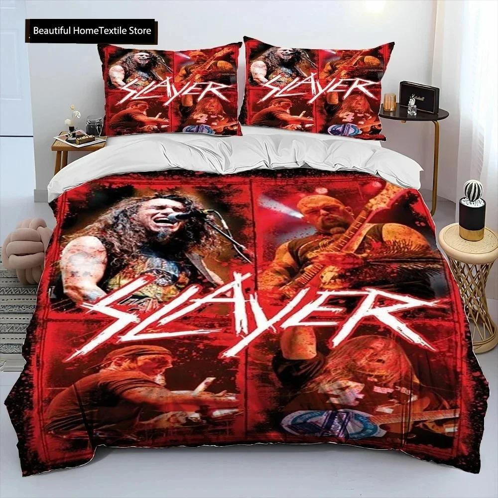 Slayer Heavy Metal Band Music Comforter Bedding SetDuvet Cover Bed Set Quilt Cover PillowcaseKing Queen Size Bedding Set Gift