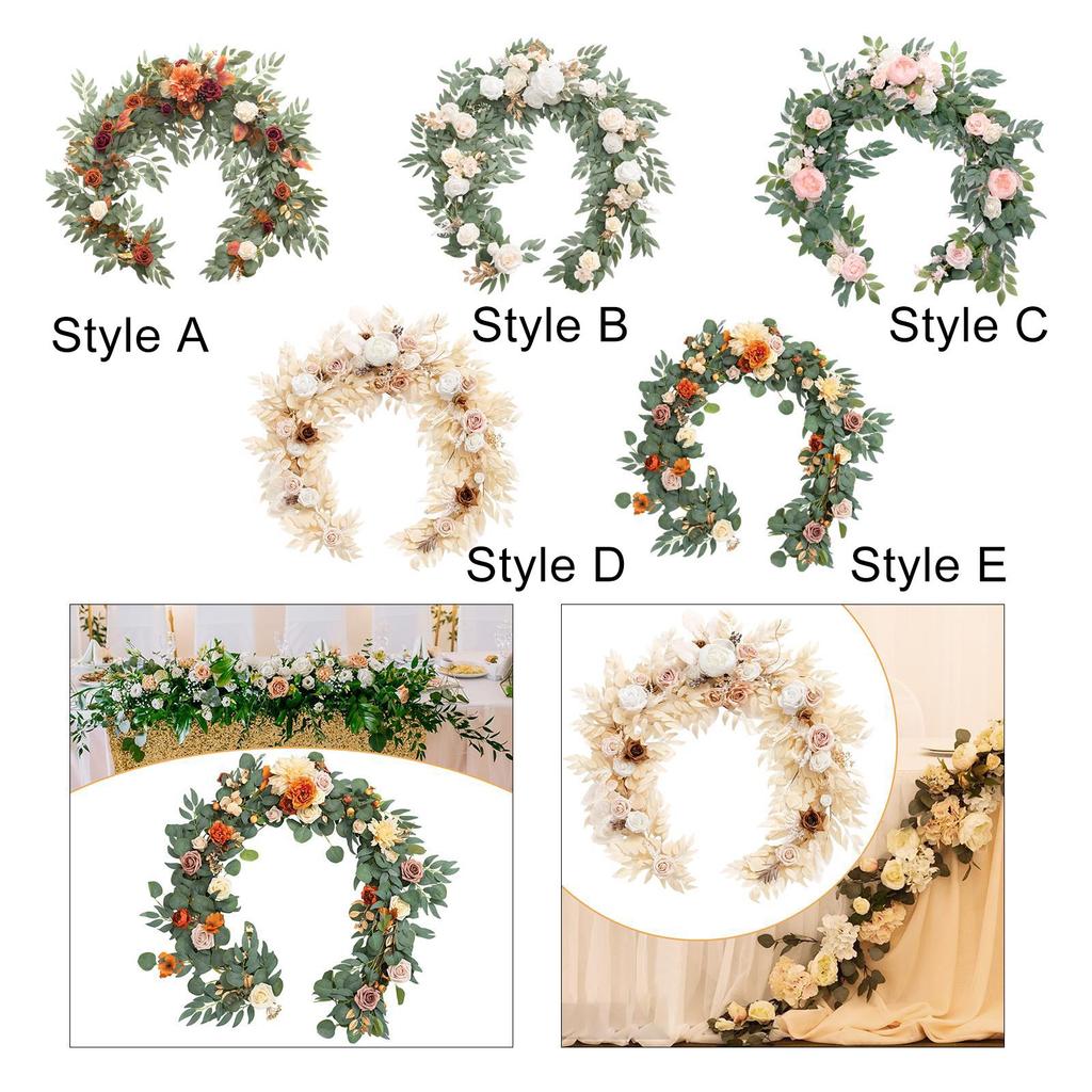 Artificial Flower Garland Table Runner 1.8 M Long Fake Rose Flower Vine for Wedding Bridal Shower Backdrop Indoor Outdoor Arch