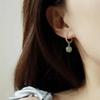 PANJBJ 925 Sterling Silver Rose Hotan Jade Earring for Women Girl Ethnic Style Versatile Temperament Jewelry Gift Dropshipping