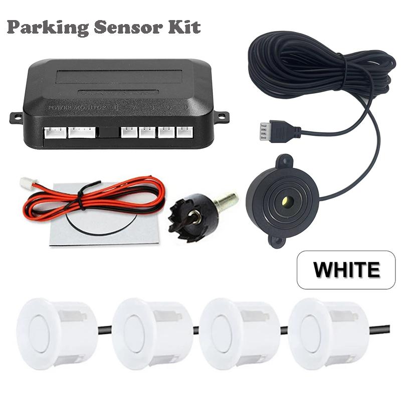First Safe 12V 22mm Car Parking Sensor Kit Universal 4 Sensors Buzzer Reverse Backup Radar Sound Alert Indicator Probe System