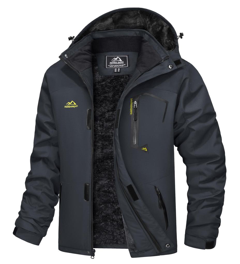 MAGCOMSEN Winter Mountain Cold Weather Jacket for and Outdoor with Detachable Dark CN 2XL Size Men's Parka, Water-Repellent, Motorcycles, Skiing,
