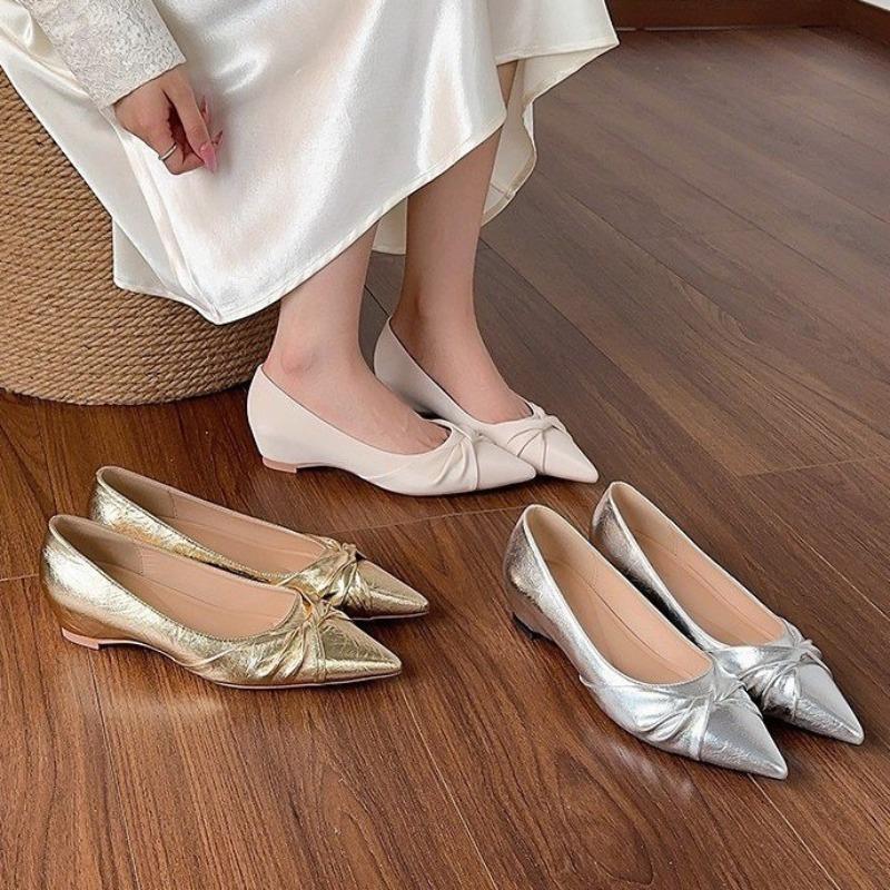 Fashion 2025 New Pointed Toe Women Flats Shoes Summer Shallow Dress Shoes Fashion Elegant Woman Sandals New Trend Cozy Female