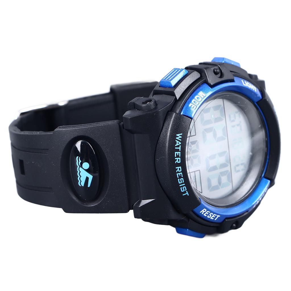 Digital Electronic Watches 50M Waterproof PU Strap Multifunctional Outdoor Sports Watch for Children Blue