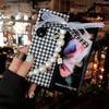 Dámský látkový náramek s mřížkovým vzorem Kryt na telefon Samsung Galaxy Z Fold 3 5g Zfold 4 Houndstooth Potištěné pouzdro Pu Leather Hard