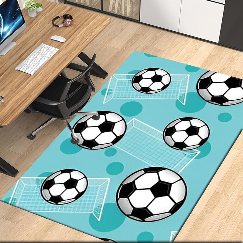 Soccer Printed Carpet, for Office Chair Living Room Bedroom Kitchen Room Decor Gifts.