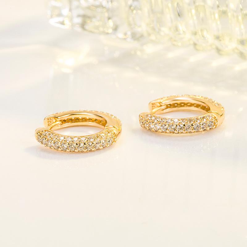 French Super Flash Rhinestone Circle Earrings Cold Wind Earrings Ear Buckles High-end Temperament Fashion Earrings 2026