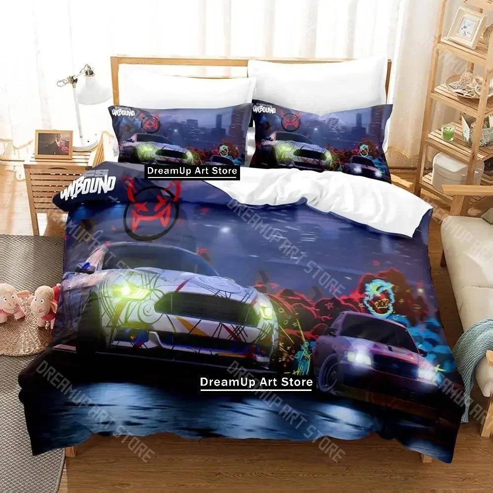 3D-Druck Need for Speed Unbound Bettwäscheset Einzelbett Twin Full Queen King Size Bettset Erwachsene Kind Schlafzimmer Bettbezugsets Anime