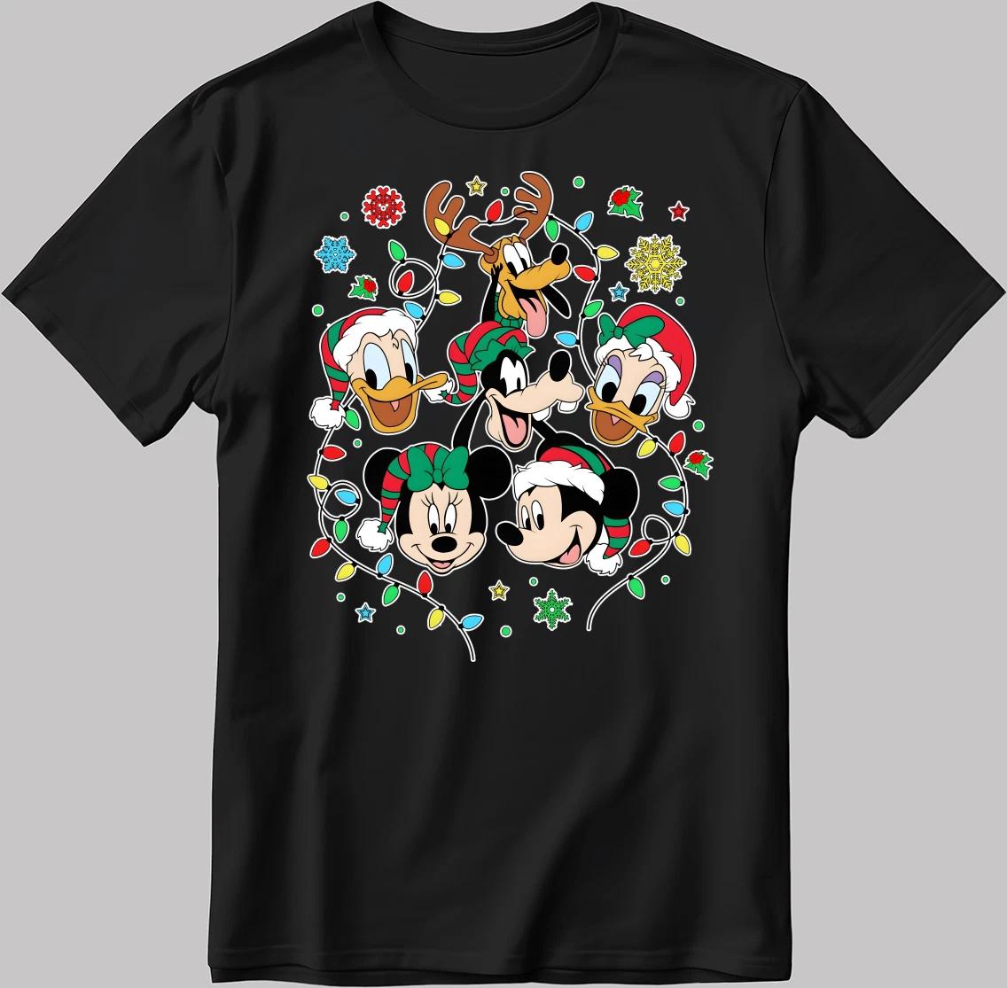 Disney Mickey And Friends Christmas White-Black Men s / Women s T-Shirt KA98 4XL