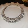 Elegant Rhinestone Flower Tassel Necklace for Women - Stylish Geometric Water Drop Design