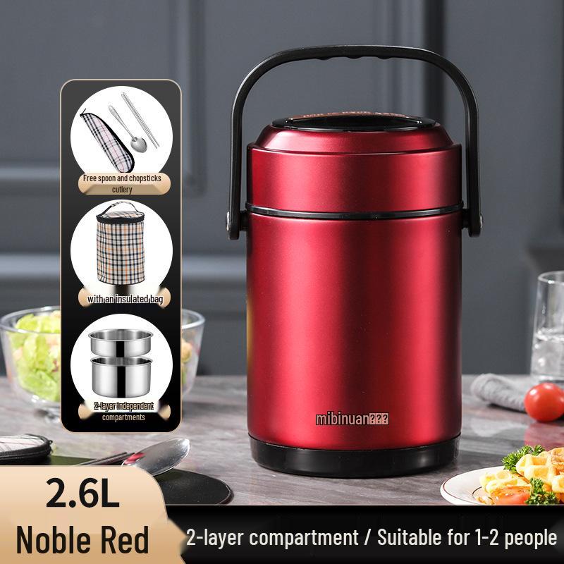 Winter Stainless Steel Insulated Multi-layer Lunch Box - Portable, Large Capacity, Keeps Food Hot for 24 Hours, Perfect for Home or Office.