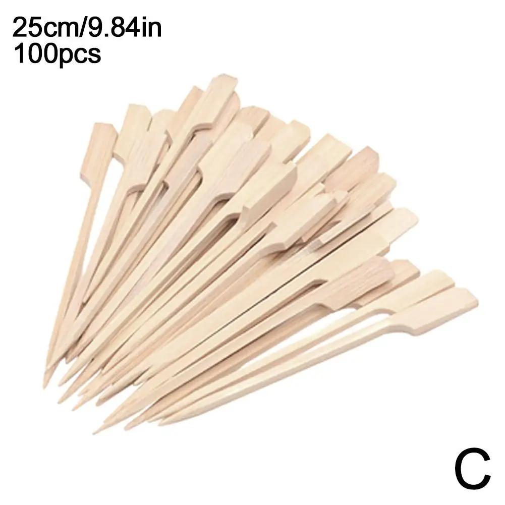 100cps 15/18/25cm Disposable Bamboo Skewer Food Fruit Bamboo Dessert Supplies Birthday Toothpicks Wedding Sticks Buffet Par C5Z2