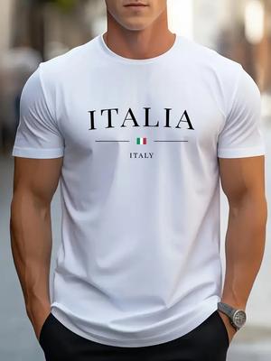 2026 Été Haute Qualité Unisexe Italia Drapeau Italie Impression T-shirt Décontracté Coupe Ajustée Manches Courtes Port Quotidien T-shirt Graphique Top Streetwear